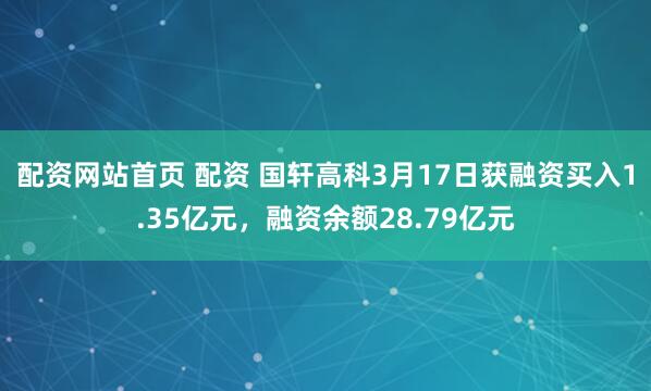 配资网站首页 配资 国轩高科3月17日获融资买入1.35亿元，融资余额28.79亿元