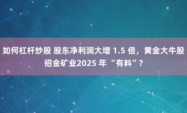 如何杠杆炒股 股东净利润大增 1.5 倍，黄金大牛股招金矿业2025 年 “有料”？